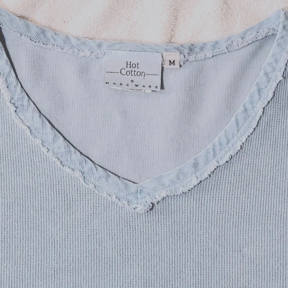 Hot Cotton Long-sleeved Shirt Dusty Blue Medium Cozy Soft Raw Hems ๐ - Picture 1 of 4